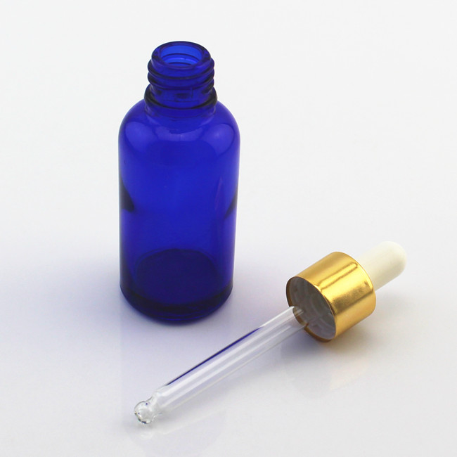10ml 30ml 50ml 100 ml essential oil blue glass dropper bottle 30ml blue glass dropper bottle with gold cap and glass pipette