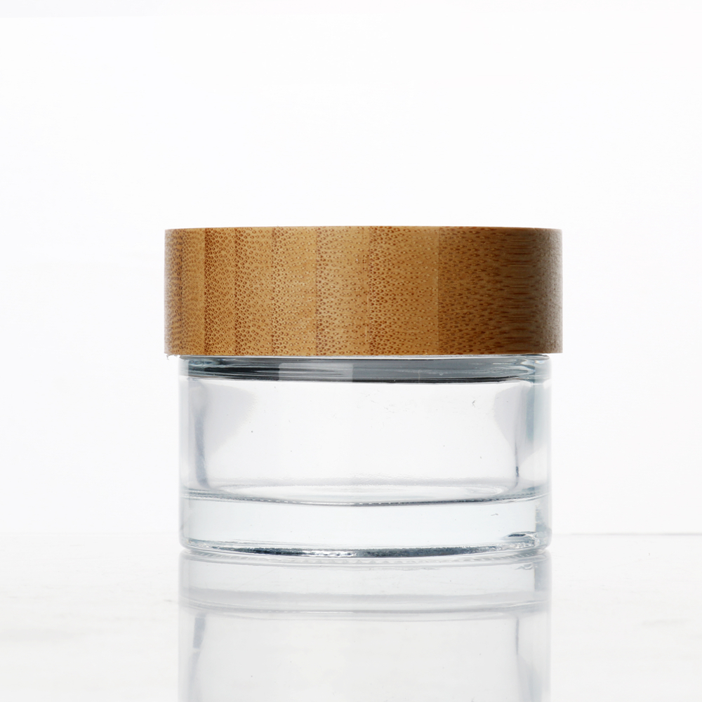 10ml 30ml 50ml 100ml 180ml 300ml glass jar with bamboo lid Engraving bamboo packaging