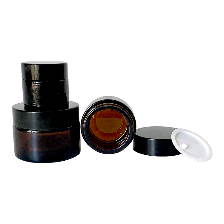 10ml 30ml 50ml 100ml 200ml cosmetics cream amber glass jar containers with cap