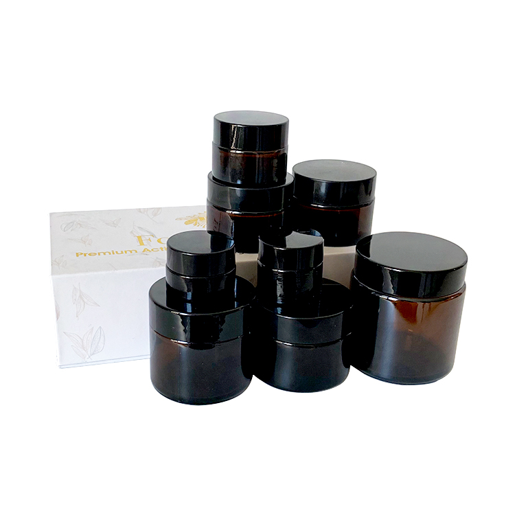 10ml 30ml 50ml 100ml 200ml cosmetics cream amber glass jar containers with cap