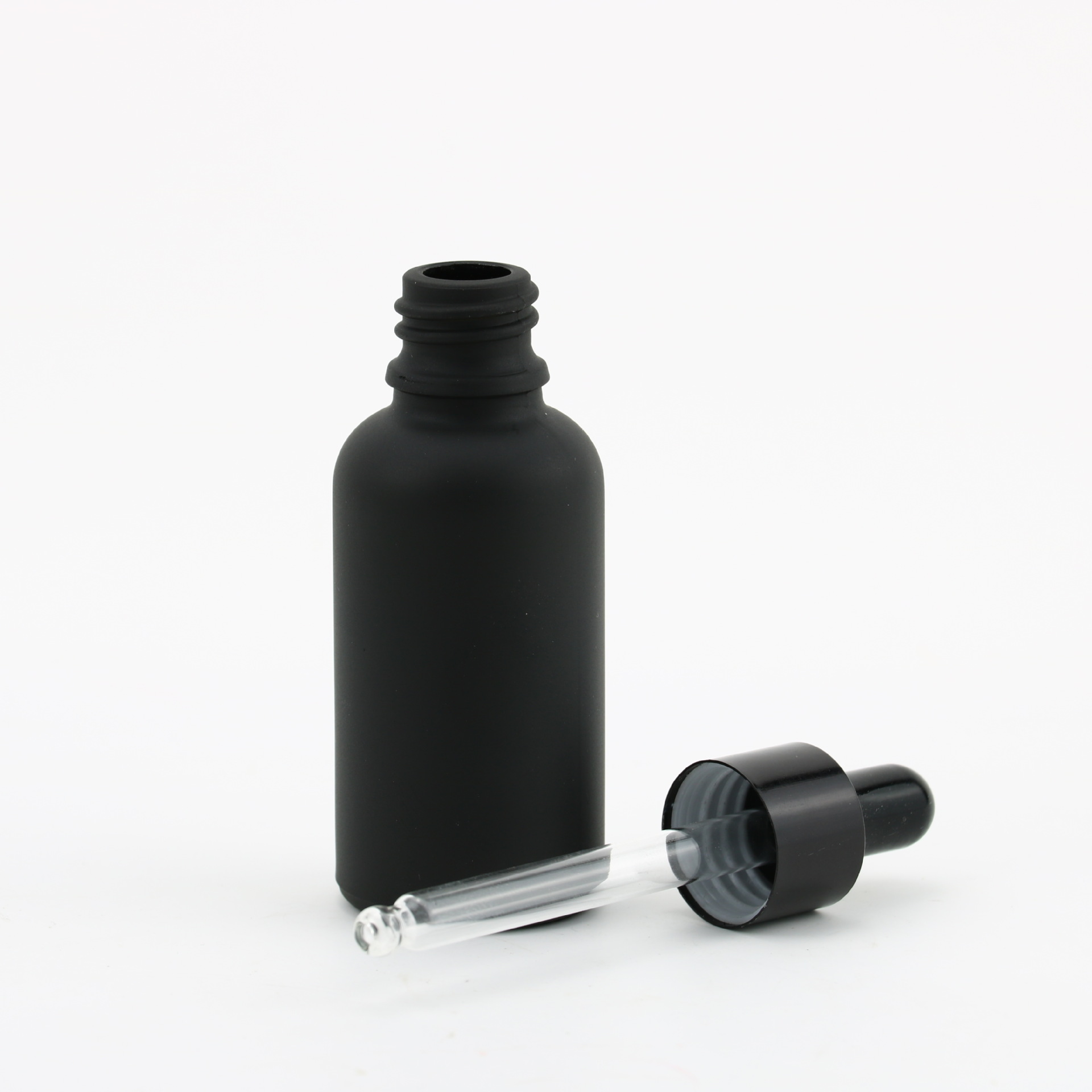 10ml 30ml 50ml 100ml custom glass serum dropper Matt container paint essential oil 30ml black dropper bottle with bamboo Logo