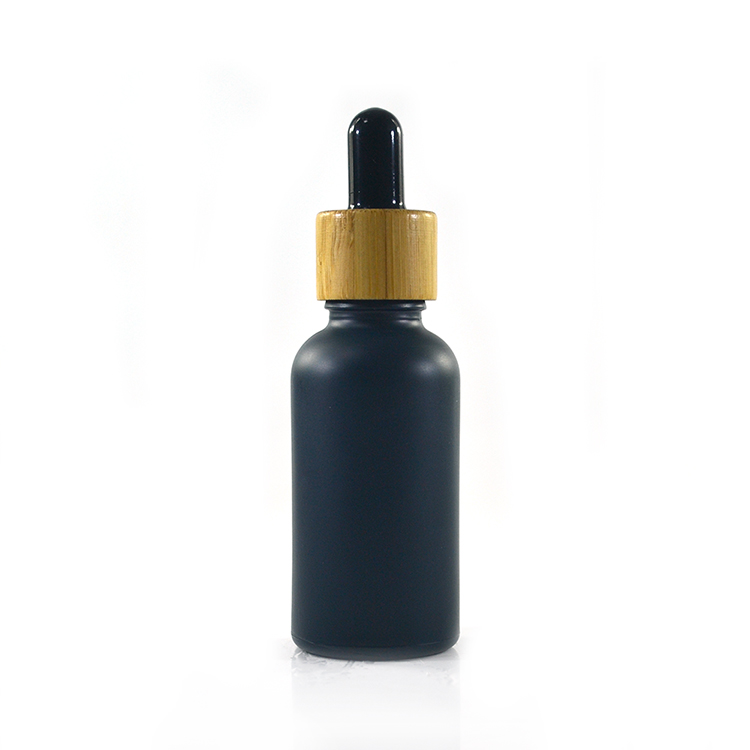 10ml 30ml 50ml 100ml frosted matte black essential oil glass dropper bottle bamboo lid for e liquid flavor