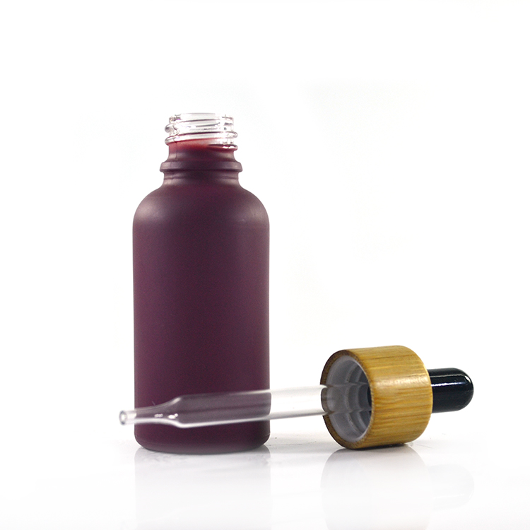 10ml 30ml 50ml 100ml frosted matte black essential oil glass dropper bottle bamboo lid for e liquid flavor