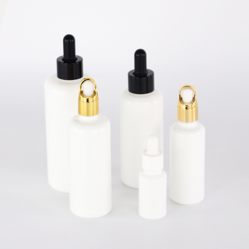 10ml 30ml 50ml 100ml opal white glass bottle cosmetic packaging essential oil glass dropper bottle