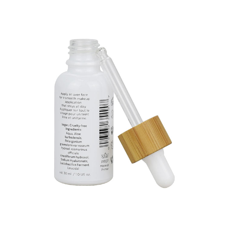 10ml 30ml 50ml 100ml white glass dropper bottle glass bamboo cosmetic bottles with bamboo dropper