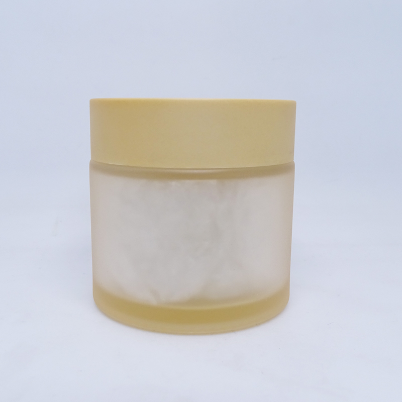 10ml 30ml 50ml 60ml 100ml 200ml cosmetics cream yellow orange glass jar containers with colored cap