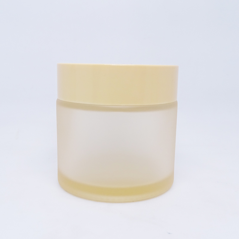 10ml 30ml 50ml 60ml 100ml 200ml cosmetics cream yellow orange glass jar containers with colored cap