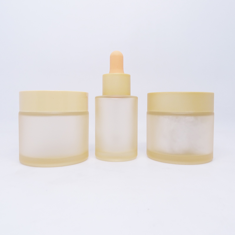 10ml 30ml 50ml 60ml 100ml 200ml cosmetics cream yellow orange glass jar containers with colored cap