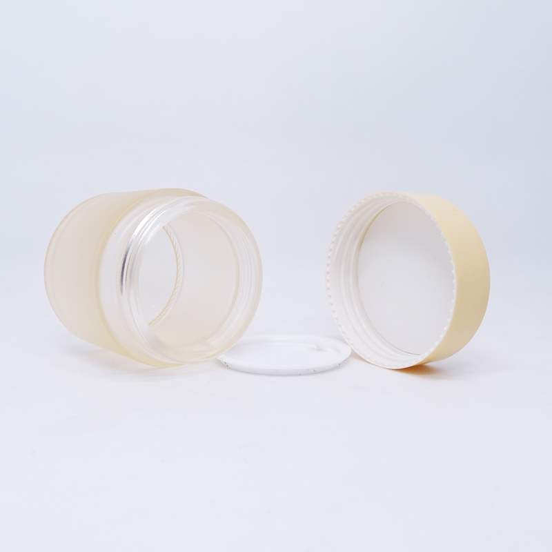 10ml 30ml 50ml 60ml 100ml 200ml cosmetics cream yellow orange glass jar containers with colored cap