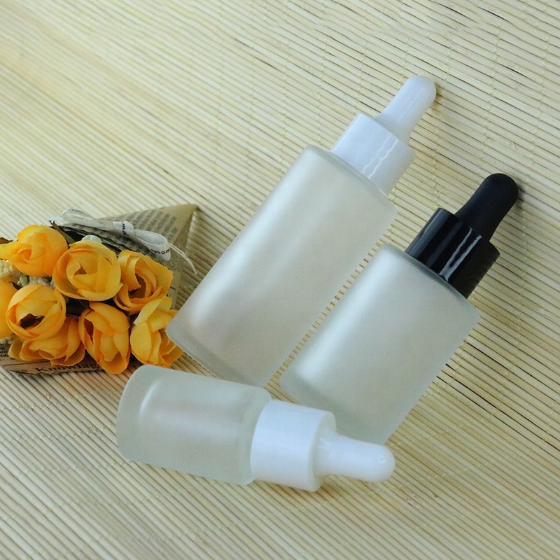 10ml 30ml 50ml 60ml 80ml 100ml flat shoulder white frosted dropper bottle serum glass bottle (EPG15)