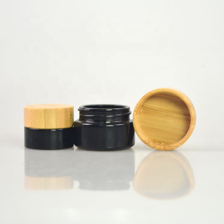 10ml 30ml 50ml Luxury Empty Black Cosmetic glass jar with Black Cap