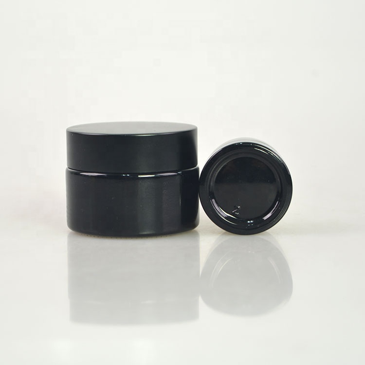 10ml 30ml 50ml Luxury Empty Black Cosmetic glass jar with Black Cap