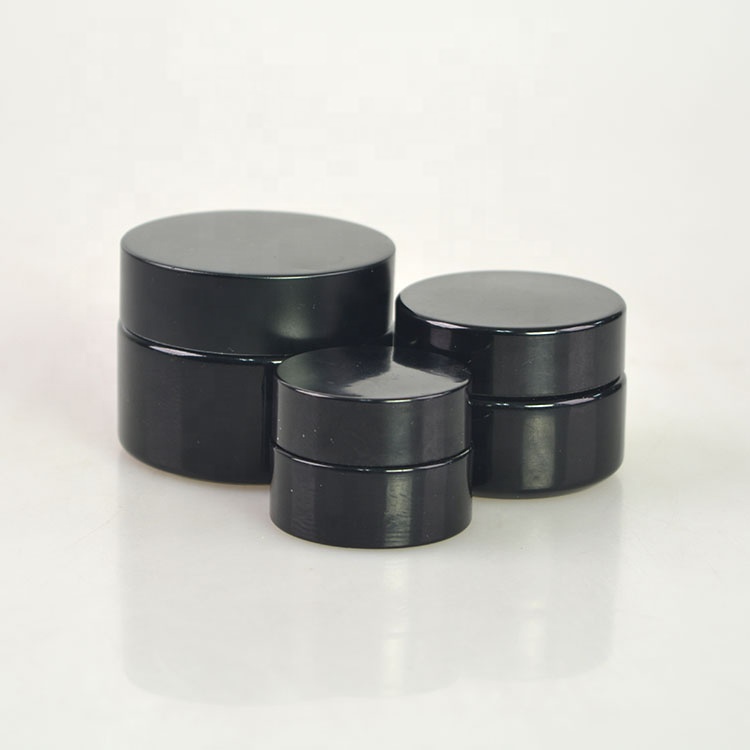 10ml 30ml 50ml Luxury Empty Black Cosmetic glass jar with Black Cap