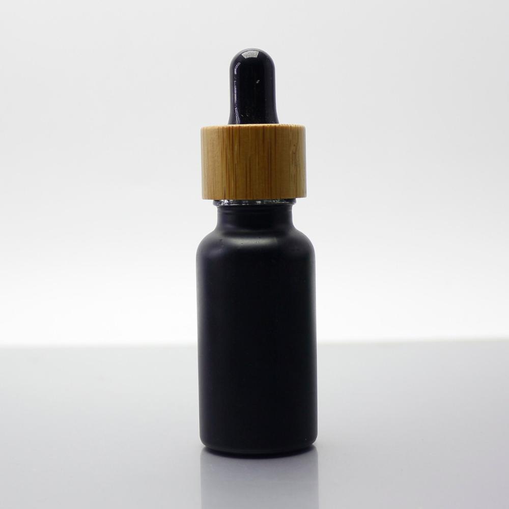 10ml 30ml 50ml frosted black coloured glass dropper essential oil bottle with bamboo cap GB-402T