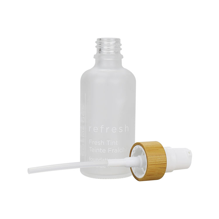 10ml 30ml 50ml glass cosmetic bamboo bottles frosted packaging cosmetic bottle oil with bamboo pump