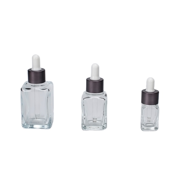 10ml 30ml 50ml transparent square glass dropper bottle
