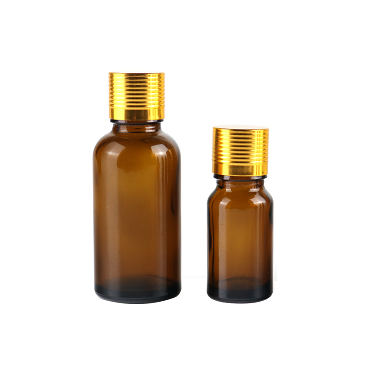 10ml/30ml Amber Glass Essential Oil Dropper Bottle with Gold Cap and Orifice Reducer