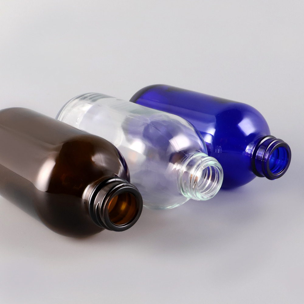 10ml 40ml 60ml 120m 250ml 500ml Empty round boston glass bottle amber glass essential oil bottle