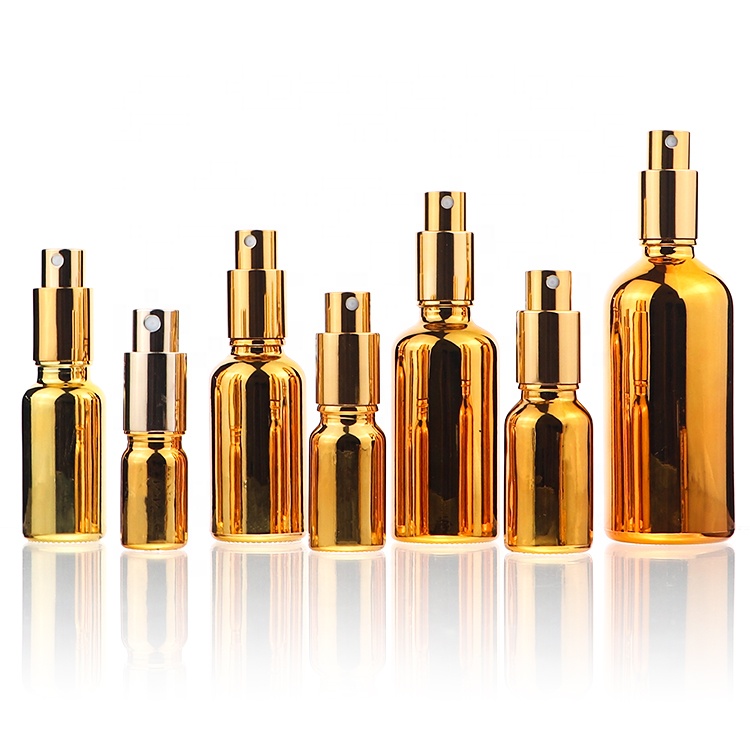 10ml 50ml 100ml Spray Packaging Cosmetic Essential Oil Glass Gold Spray Bottle