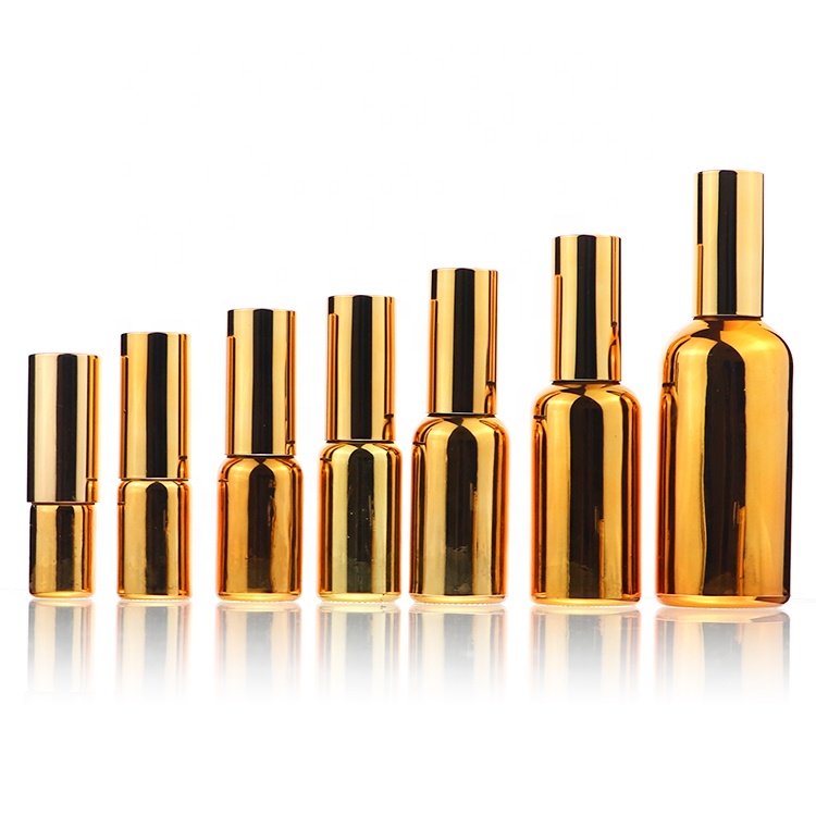 10ml 50ml 100ml Spray Packaging Cosmetic Essential Oil Glass Gold Spray Bottle