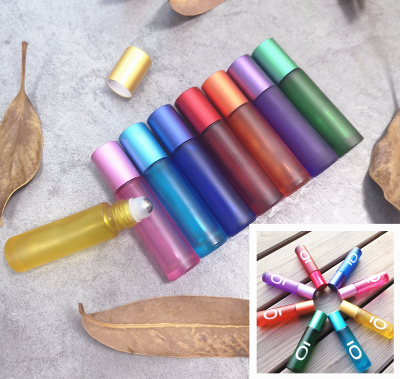 10ml 8 pieces empty glass roll on ball open way perfume essential oil frosted bottles