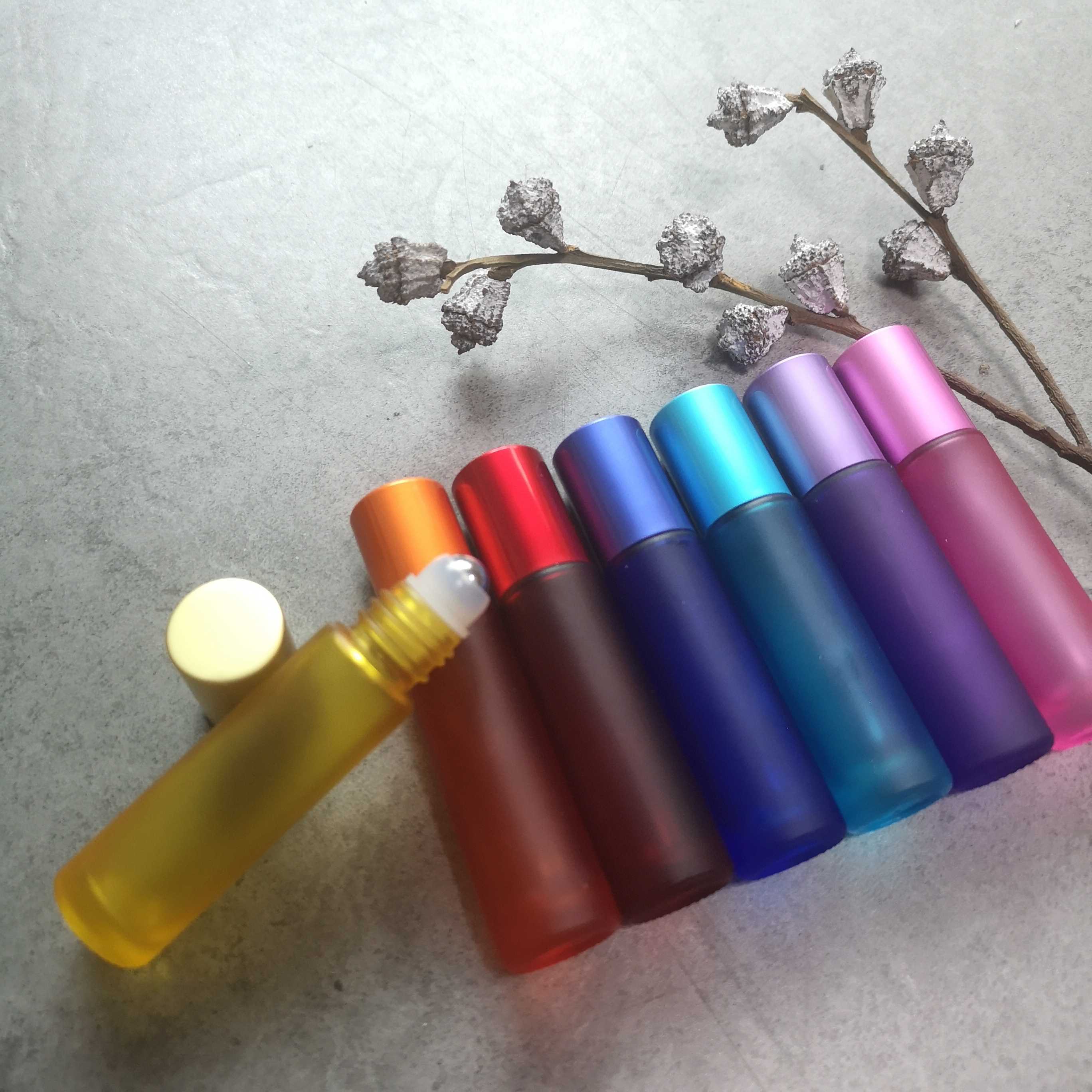 10ml 8 pieces empty glass roll on ball open way perfume essential oil frosted bottles