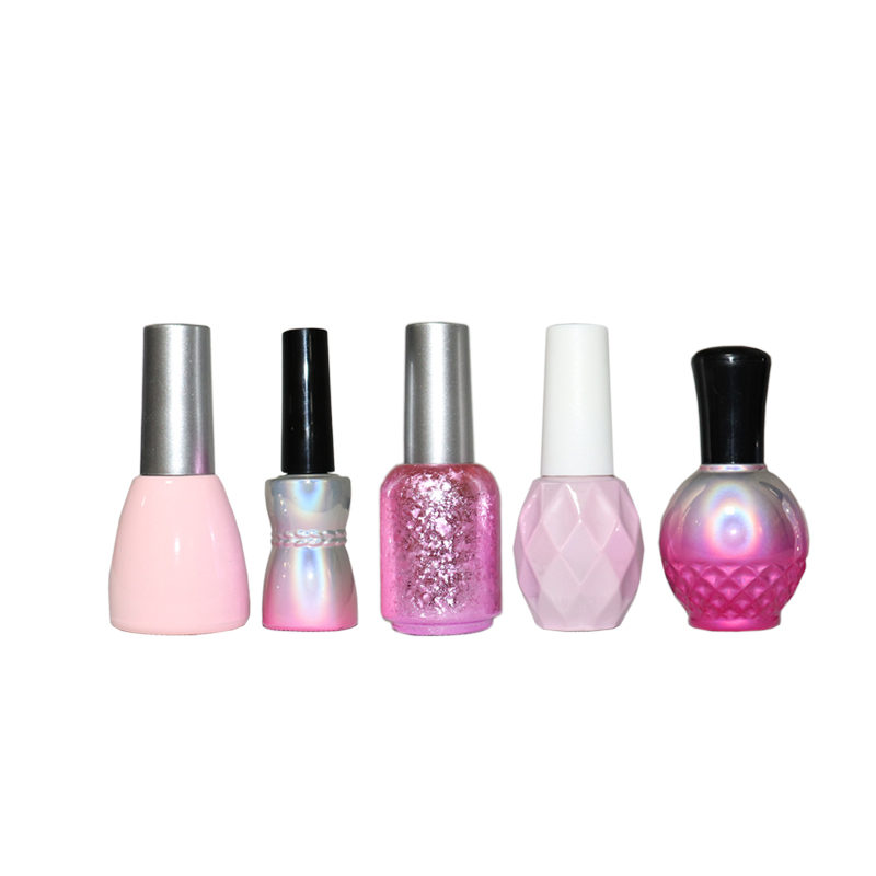 10ml 8ml empty clear pink red yellow black matt glass uv gel nail oil polish bottle with brush lids