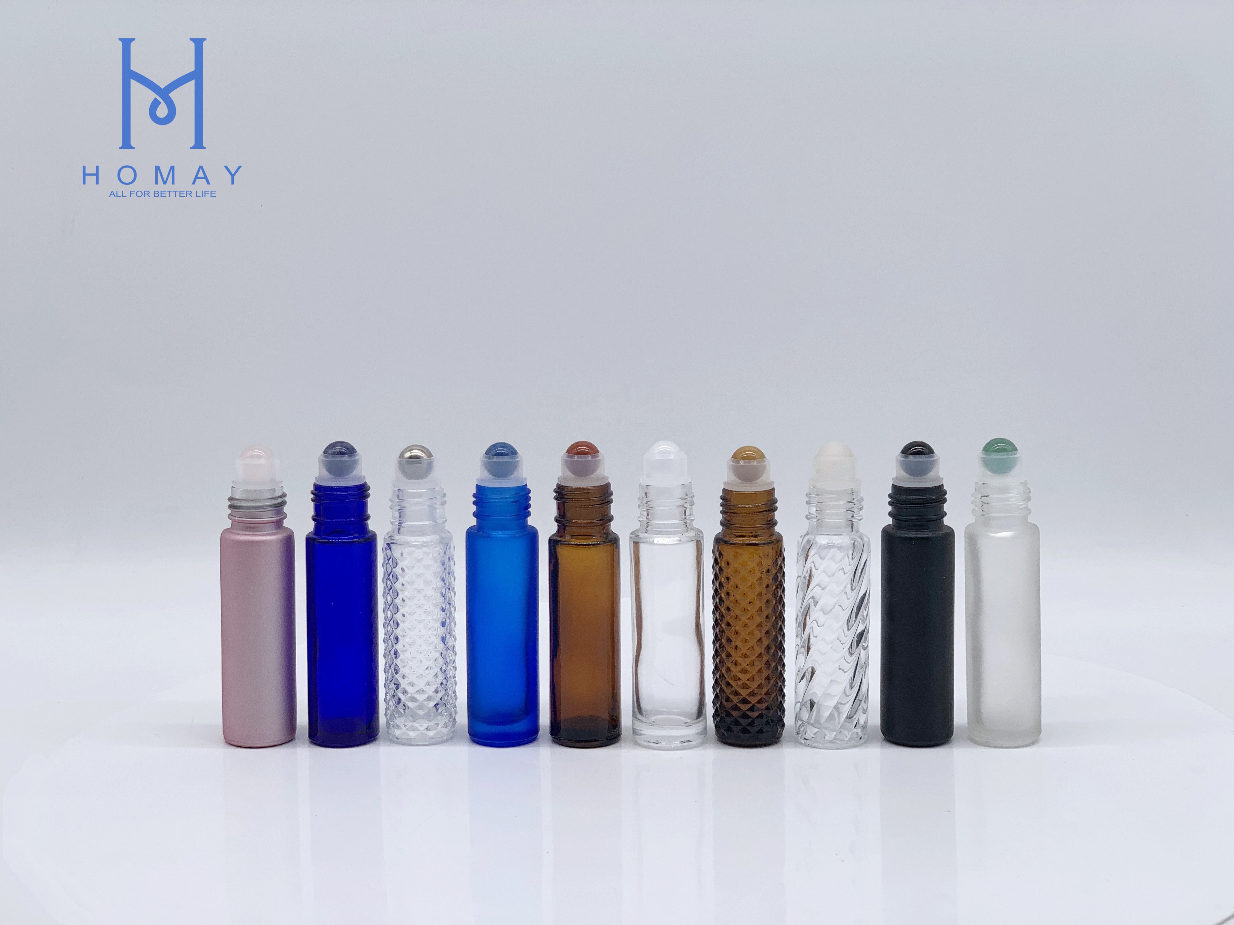 10ml Accepted customization essential oil roll on glass bottle with caps and rollers