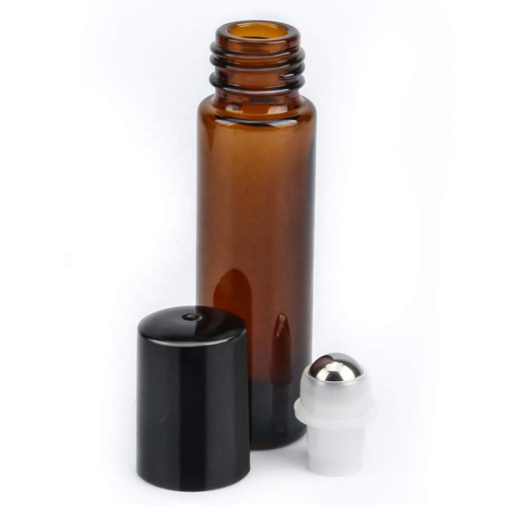 10ml Amber Blue Clear Empty Essential Oil Glass Roller Bottle Roll on Bottles with Metal Roller Ball