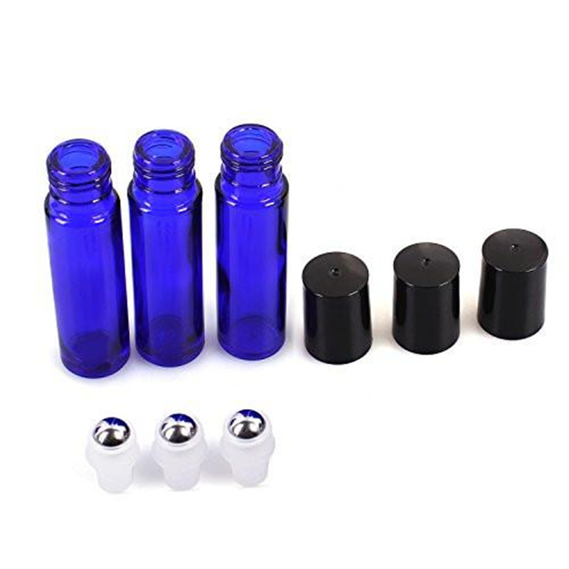 10ml Amber Blue Clear Empty Essential Oil Glass Roller Bottle Roll on Bottles with Metal Roller Ball