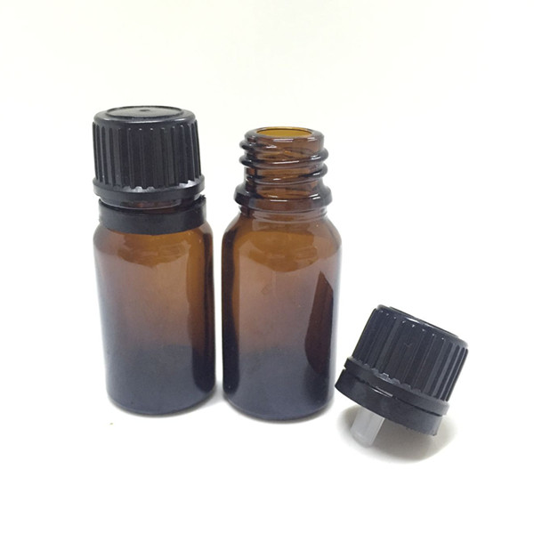 10ml Amber Glass Dropper Bottle & 18mm Black Temper Evident Dropper Cap