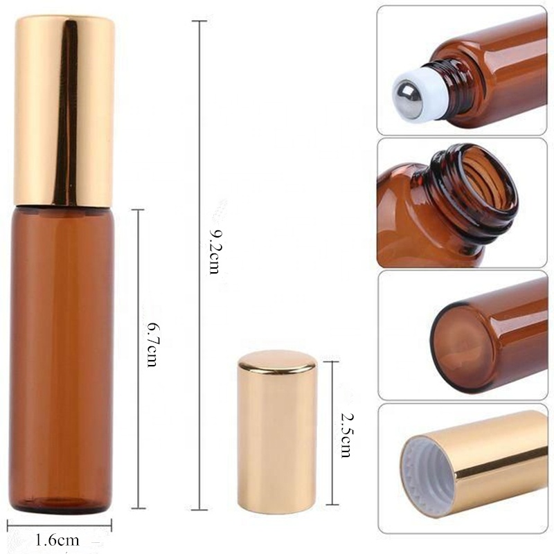 10ml Amber Glass Roll On Bottles Essential Oil Glass Bottle Perfume Glass Bottle
