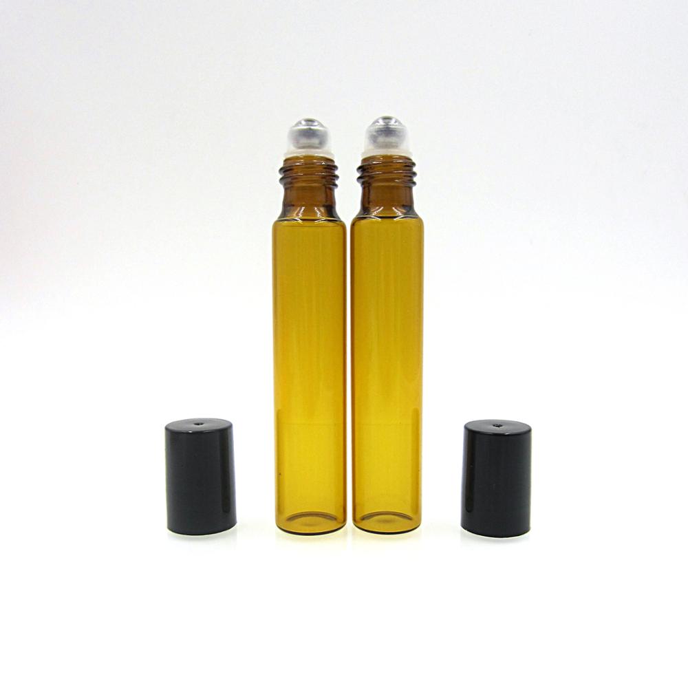 10ml Amber Glass Roll on essential oil Bottles/ medical jar with Stainless Steel Roller Ball