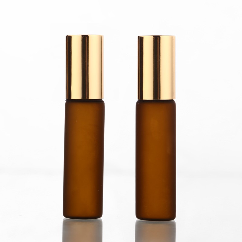 10ml Amber and Clear Thick Glass Roll On Perfume Bottle Frosted Essential Oil Vials with Stainless Steel Roller Ball