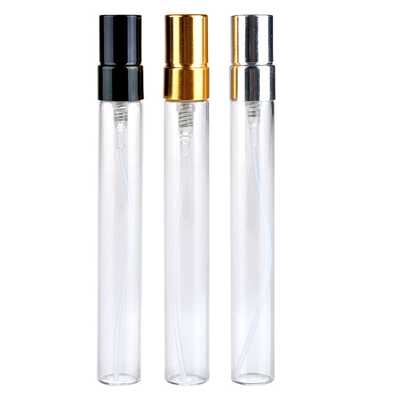 10ml Atomizer Clear Glass bottle Spray Refillable Perfume Empty Bottle With Aluminum Sprayer For Travel