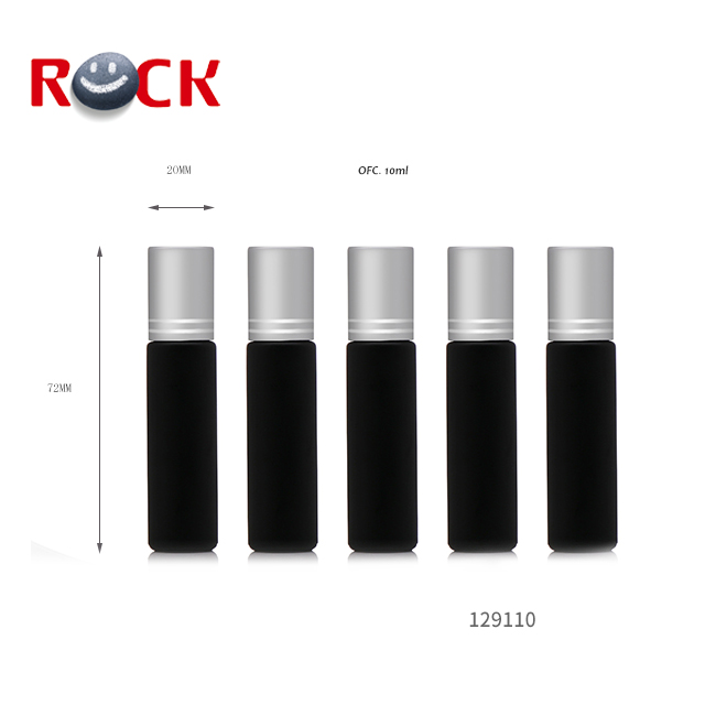 10ml Black Matte Glass Roll On Bottles Black Frosted Glass Roller Ball Bottles