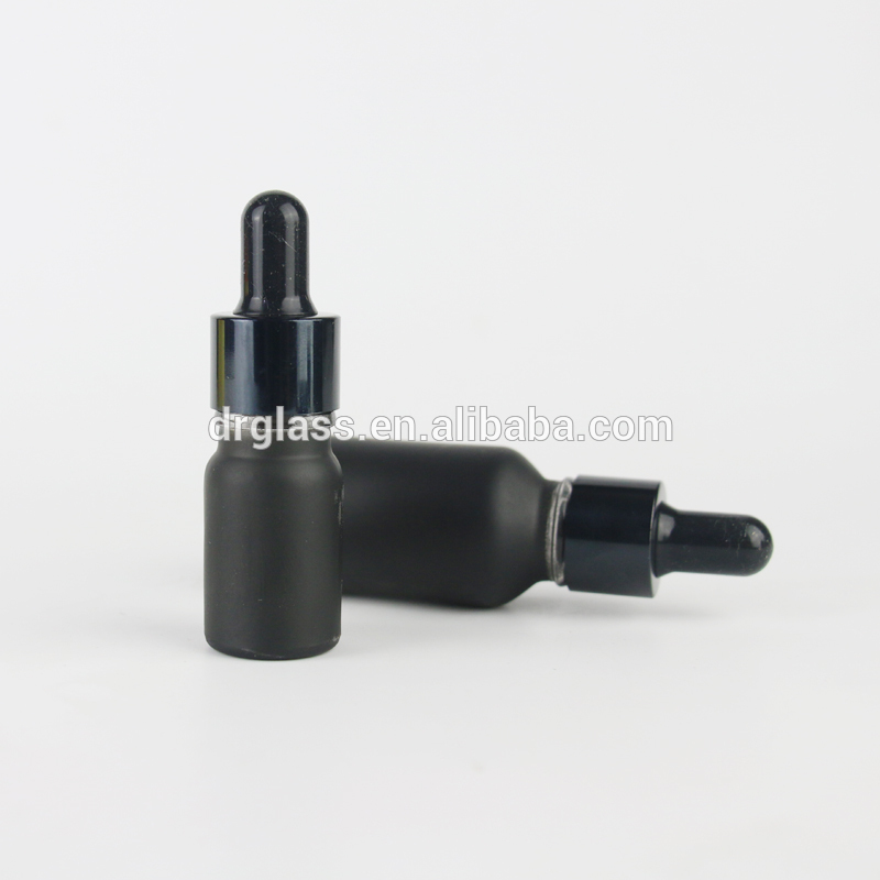 10ml Black Round Empty Essential Oil Dropper Glass Bottle With black Top