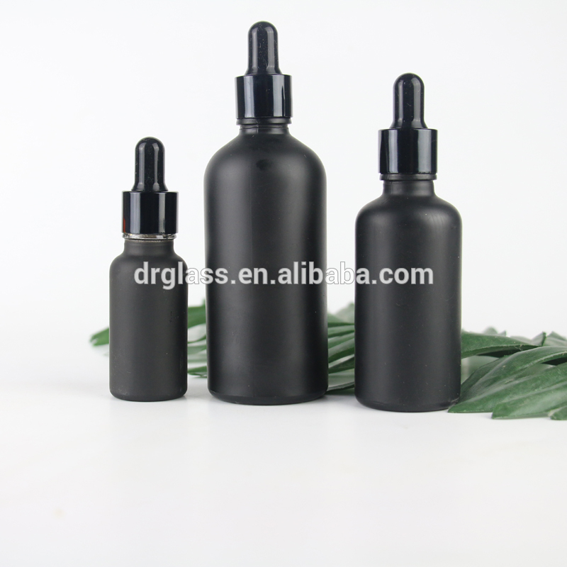 10ml Black Round Empty Essential Oil Dropper Glass Bottle With black Top