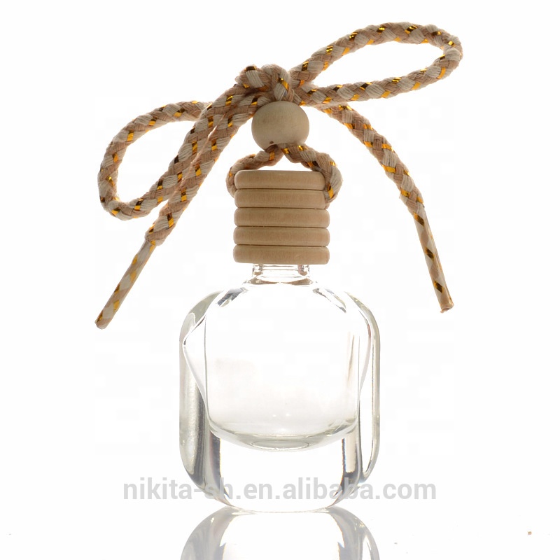 10ml Car Diffuser Bottle Car Perfume Bottle With Wood Cap Hanging Corded Rope for Empty Car Air Freshener (CG20)