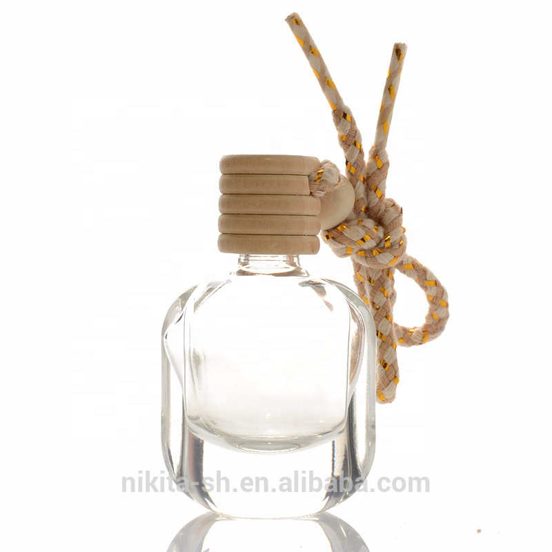 10ml Car Diffuser Bottle Car Perfume Bottle With Wood Cap Hanging Corded Rope for Empty Car Air Freshener (CG20)