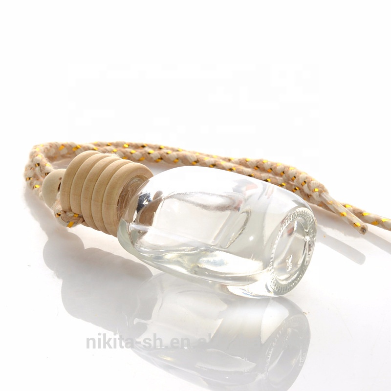 10ml Car Diffuser Bottle Car Perfume Bottle With Wood Cap Hanging Corded Rope for Empty Car Air Freshener (CG20)