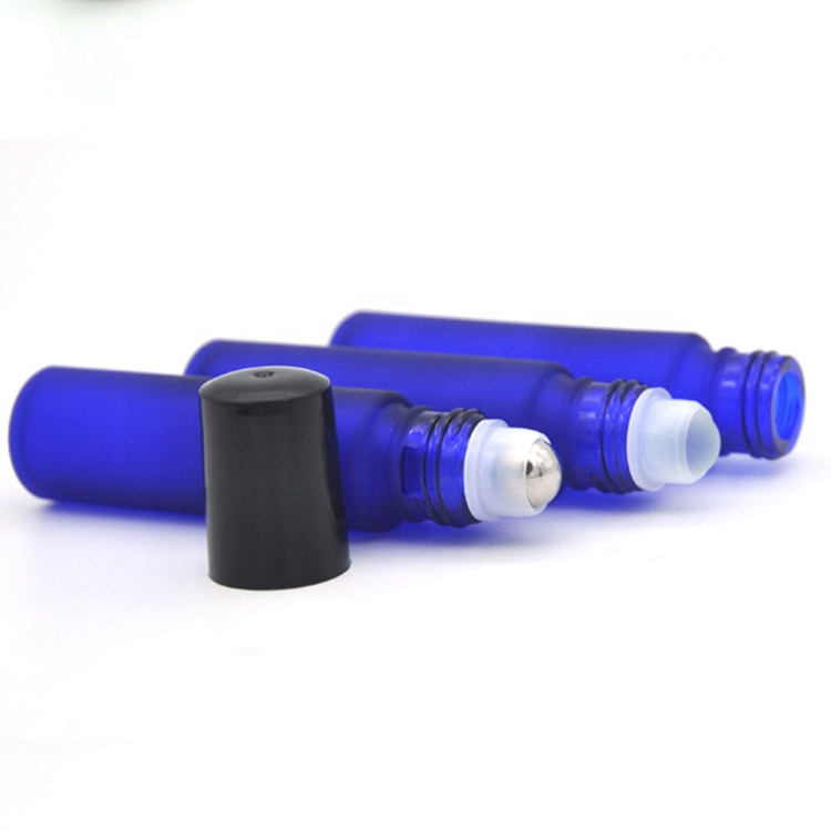 10ml Clear Frosted Glass Roll On Perfume Attar Essential Oil Bottle with Roller Ball Cap Skin care glass bottle