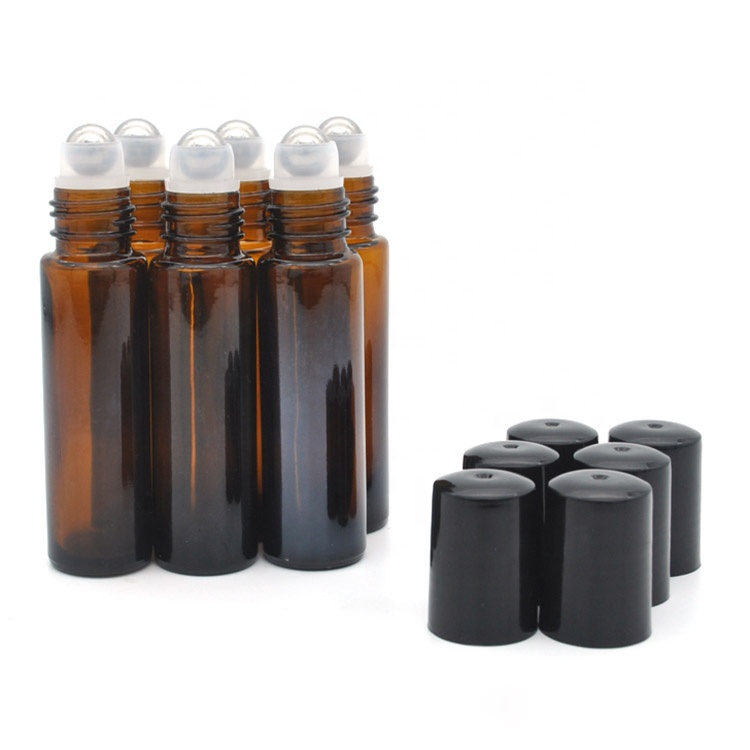 10ml Clear Frosted Glass Roll On Perfume Attar Essential Oil Bottle with Roller Ball Cap Skin care glass bottle