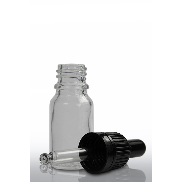 10ml Clear Glass Dropper Bottle & 18mm Aluminium Cap
