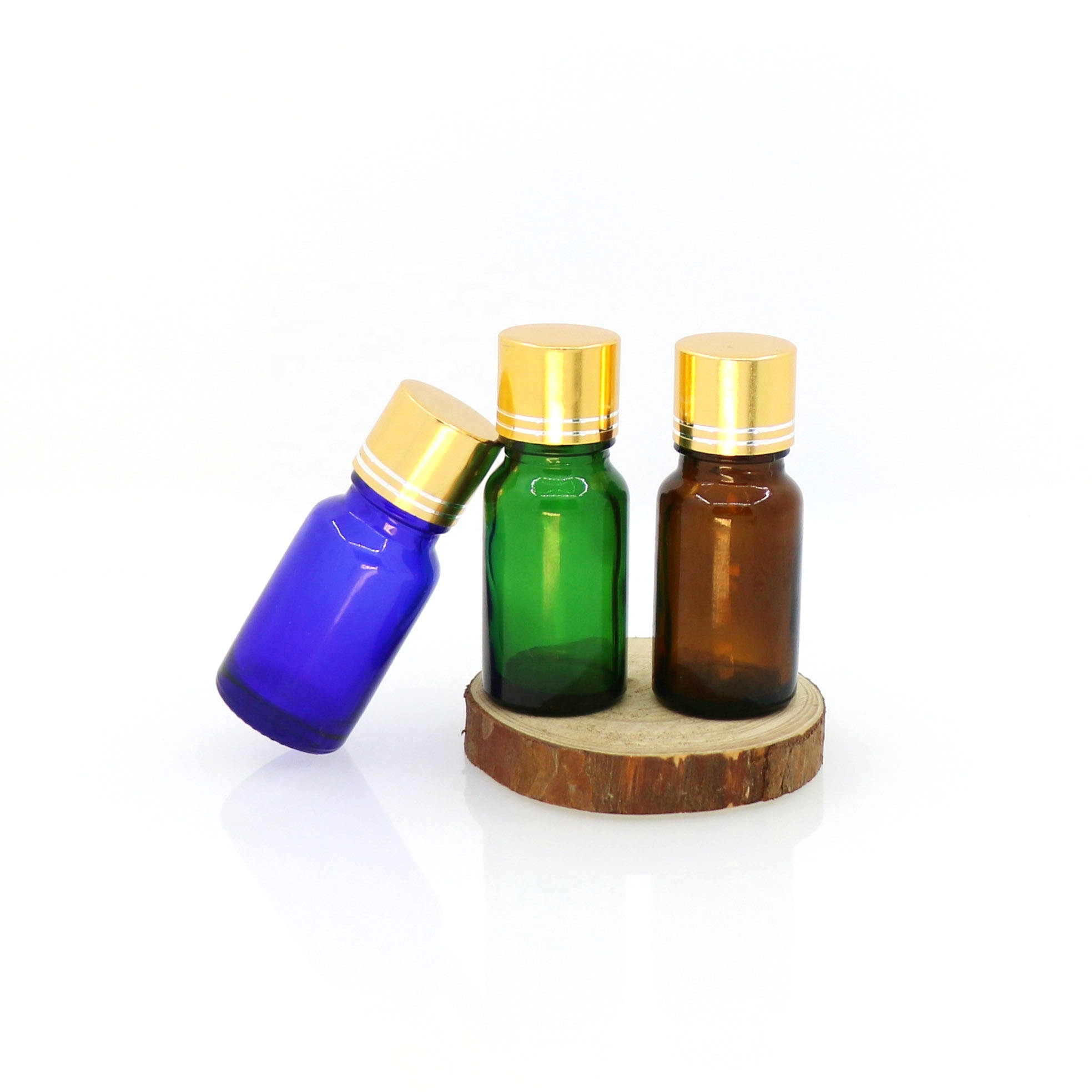 10ml Clear amber matte blue essential oil Round 10 ml Screw Cap Glass attar Bottle with gold line cap