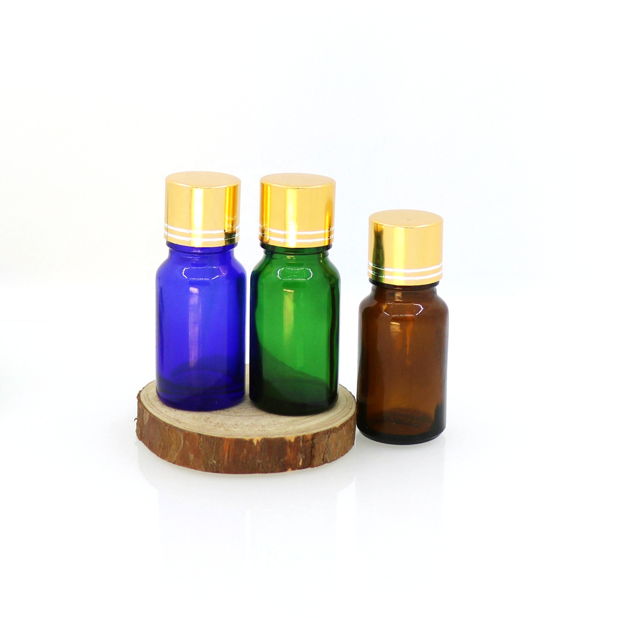 10ml Clear amber matte blue essential oil Round 10 ml Screw Cap Glass attar Bottle with gold line cap