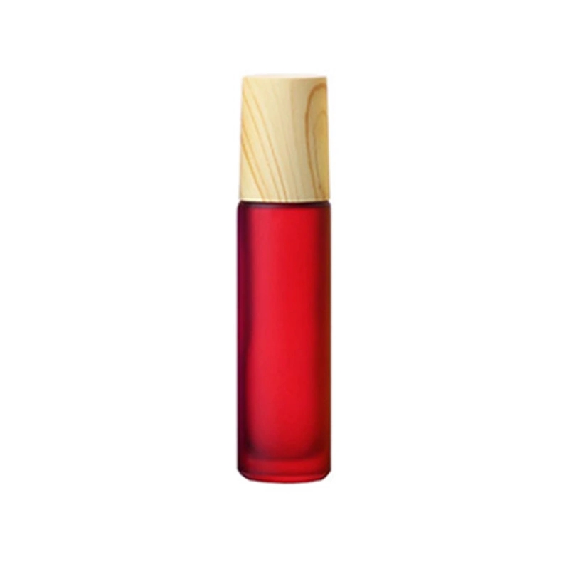 10ml Colored Roller Essential Oil Bottle with Wood Grain Plastic Caps Refillable Glass Roller Bottle Stainless Steel Roller Ball