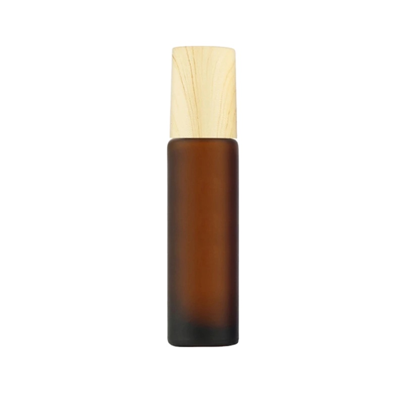 10ml Colored Roller Essential Oil Bottle with Wood Grain Plastic Caps Refillable Glass Roller Bottle Stainless Steel Roller Ball