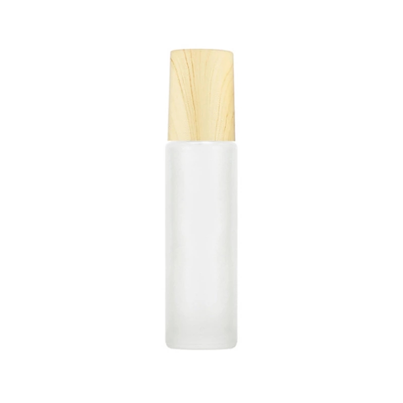 10ml Colored Roller Essential Oil Bottle with Wood Grain Plastic Caps Refillable Glass Roller Bottle Stainless Steel Roller Ball
