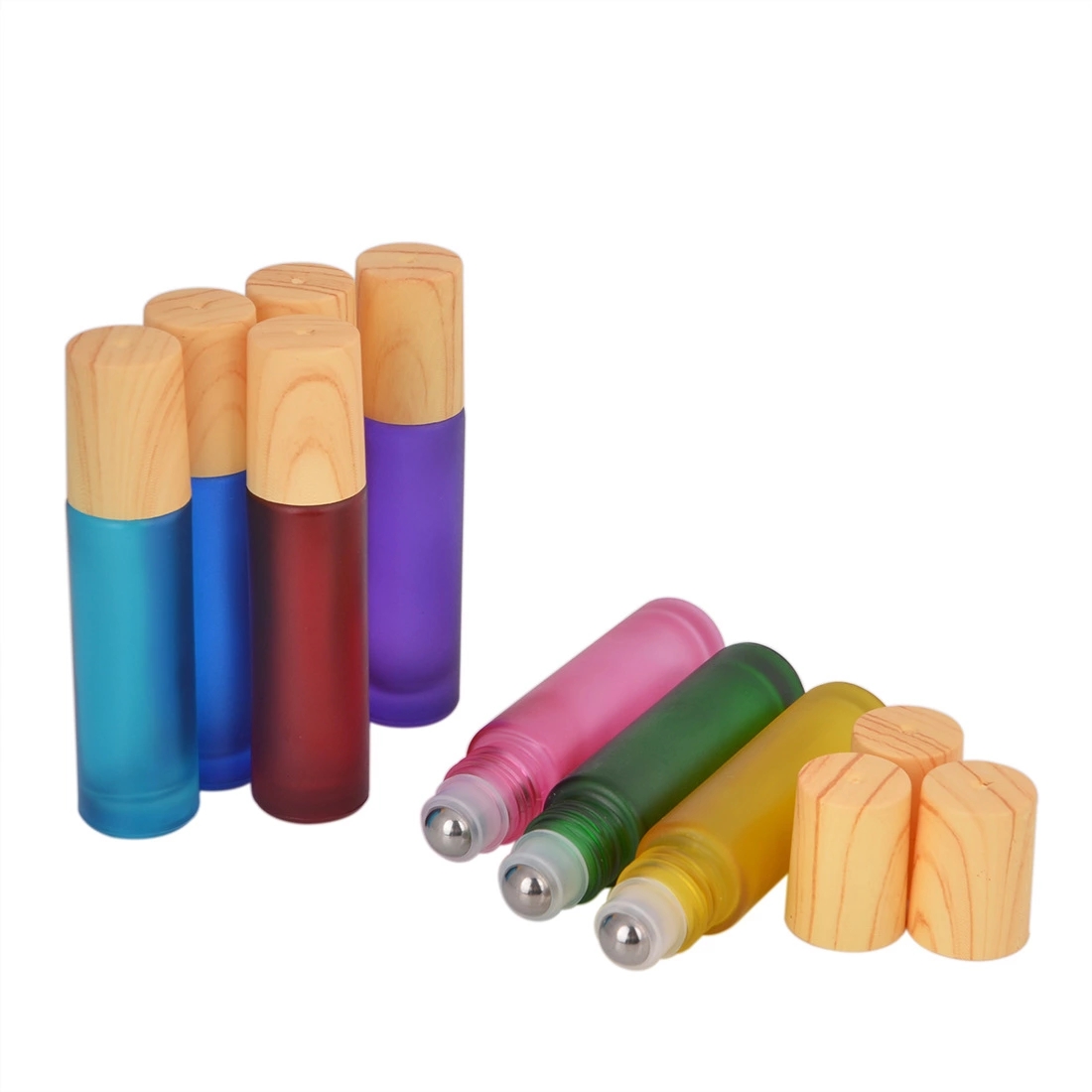 10ml Colorful Frosted Bottles Personal Care Empty Glass Perfume Roll On Bottles Essential Oil Roller Bottles